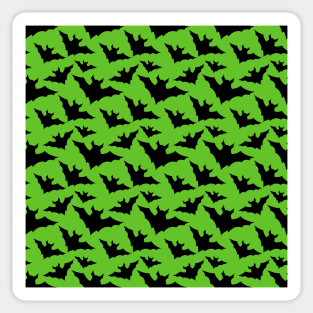 Halloween black bats green cool spooky silhouette pattern Sticker